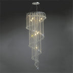 Diyas Atla 9 Light Spiral Pendant Light in Polished Chrome with Crystal