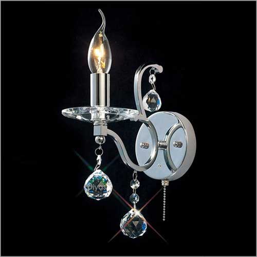 Diyas Zinta 1 Light Switched Wall Light in French Gold with Crystal