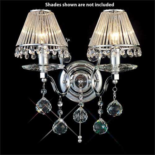 Diyas Zinta 2 Light Switched Wall Light in French Gold with Crystal