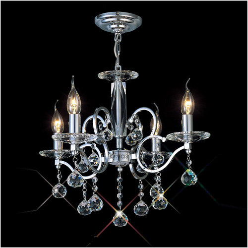 Diyas Zinta 4 Light Pendant Light in Polished Chrome with Crystal