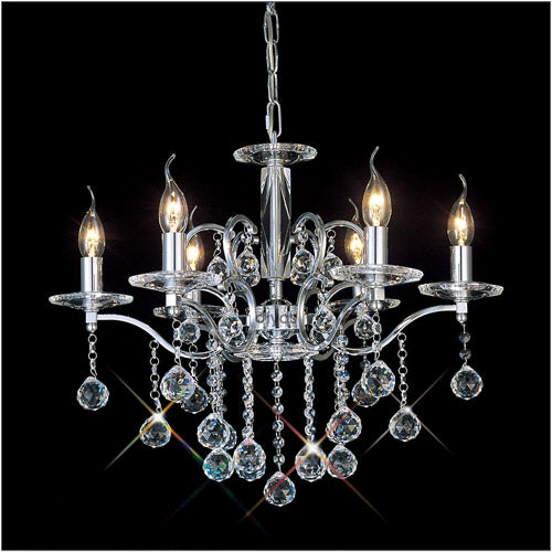 Diyas Zinta 6 Light Pendant Light in Polished Chrome with Crystal