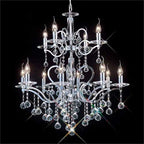 Diyas Zinta 12 Light 2 Tier Pendant Light in French Gold with Crystal