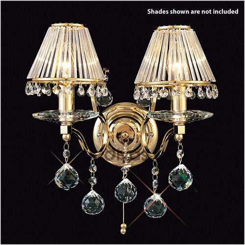 Diyas Zinta 2 Light Switched Wall Light in French Gold with Crystal
