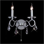 Diyas Torino 2 Light Switched Wall Light in French Gold with Crystal