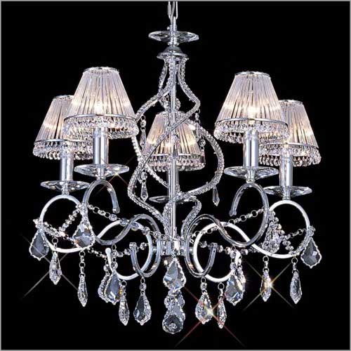 Diyas Torino 5 Light Pendant Light in French Gold with Crystal