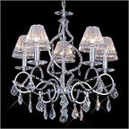 Diyas Torino 5 Light Pendant Light in French Gold with Crystal