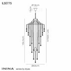Diyas Inina 9 Light Tall Pendant Light in Polished Chrome with Crystal