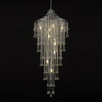 Diyas Inina 9 Light Tall Pendant Light in Polished Chrome with Crystal