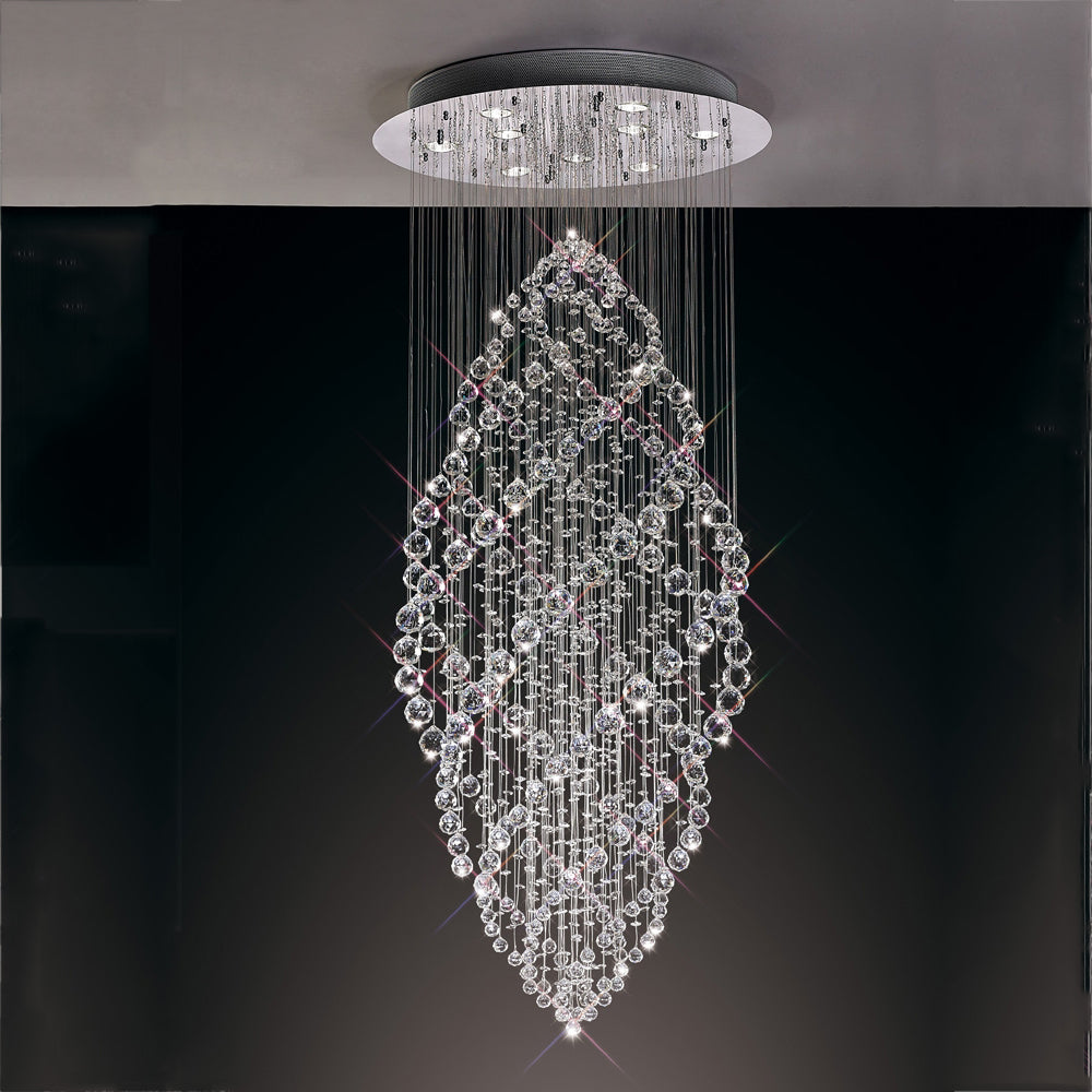 Diyas Colorado 9 Light Oval Pendant Light in Polished Chrome with Crystal