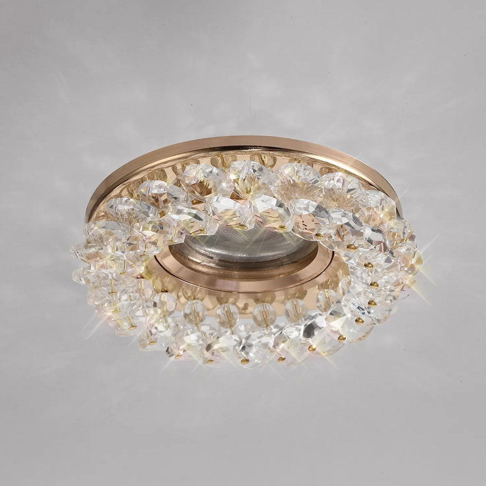 Diyas Crystal Round Recessed Downlight Rim in French Gold