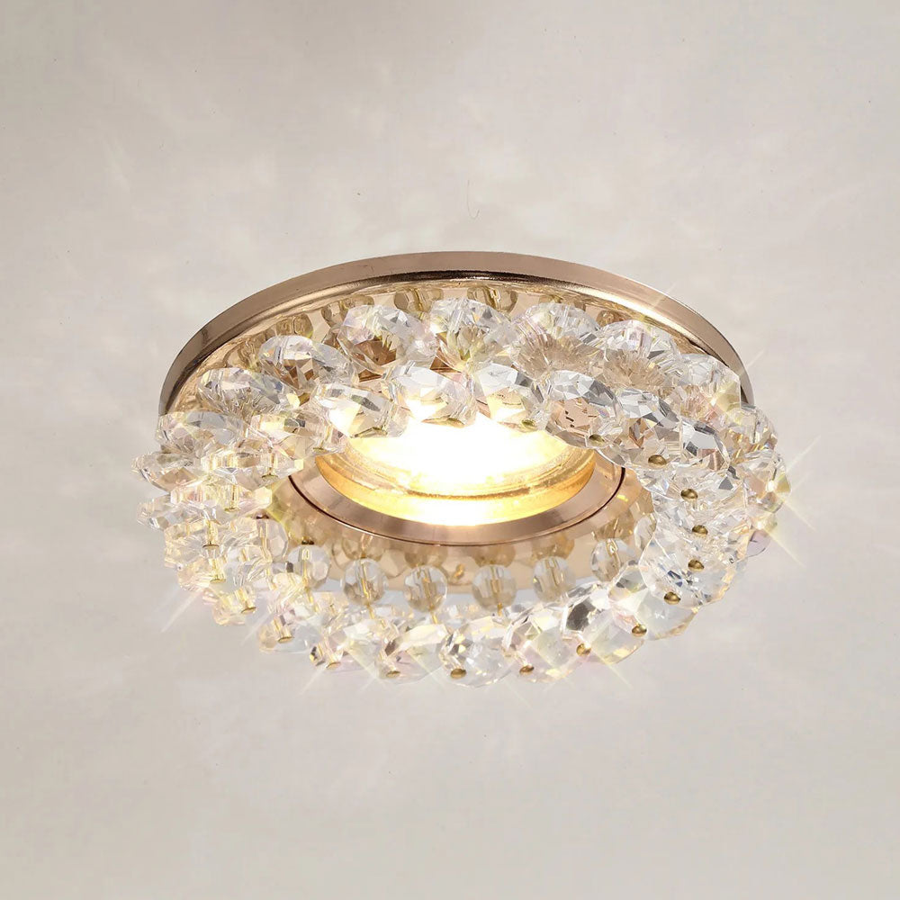Diyas Crystal Round Recessed Downlight Rim in French Gold