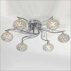 Diyas Leimo 6 Light Semi Flush Ceiling Light in French Gold with Crystal