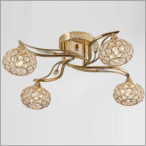 Diyas Leimo 4 Light Semi Flush Ceiling Light in Polished Chrome with Crystal