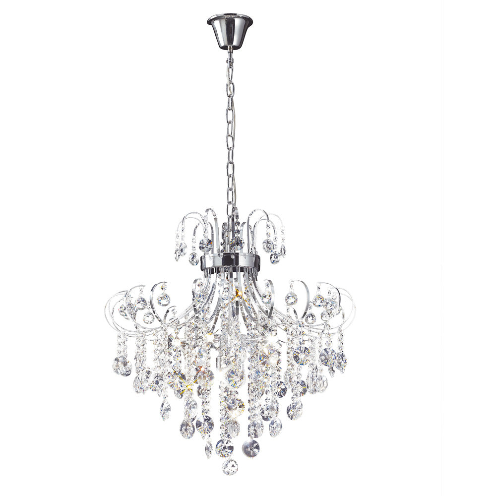 Diyas Rosina 7 Light Pendant Light in Polished Chrome with Crystal