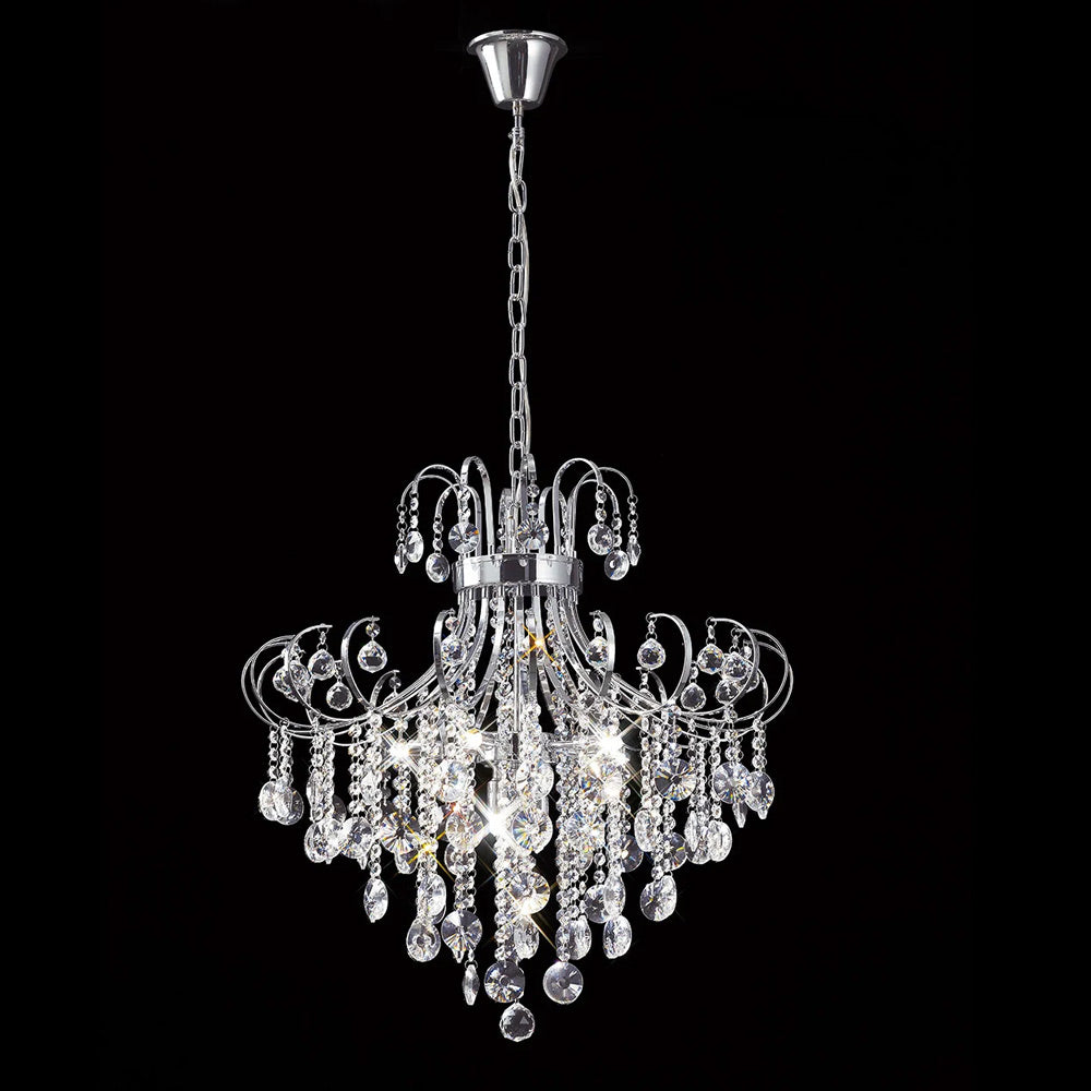 Diyas Rosina 7 Light Pendant Light in Polished Chrome with Crystal