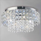 Diyas Edison 4 Light Round Flush Ceiling Light in Polished Chrome with Crystal