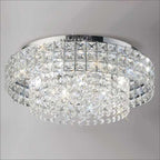 Diyas Edison 7 Light Round Flush Ceiling Light in Polished Chrome with Crystal