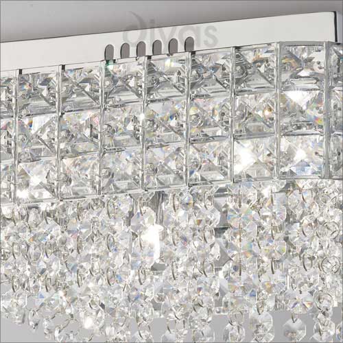Diyas Edison 4 Light Square Flush Ceiling Light in Polished Chrome with Crystal