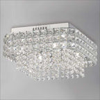 Diyas Edison 4 Light Square Flush Ceiling Light in Polished Chrome with Crystal