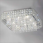 Diyas Edison 9 Light Square Flush Ceiling Light in Polished Chrome with Crystal