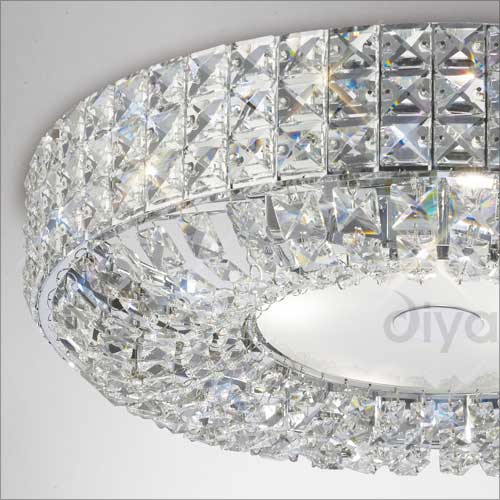 Diyas Enya 6 Light Flush Ceiling Light in Polished Chrome with Crystal