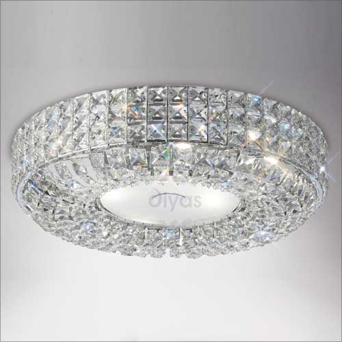 Diyas Enya 6 Light Flush Ceiling Light in Polished Chrome with Crystal