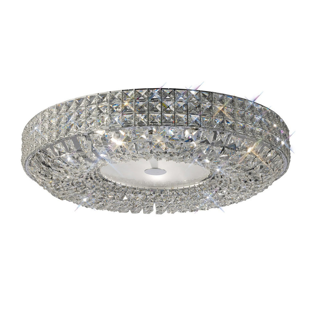 Diyas Enya 9 Light Flush Ceiling Light in Polished Chrome with Crystal