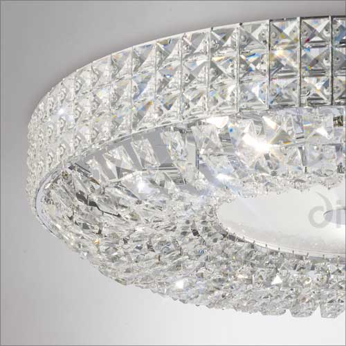 Diyas Enya 9 Light Flush Ceiling Light in Polished Chrome with Crystal