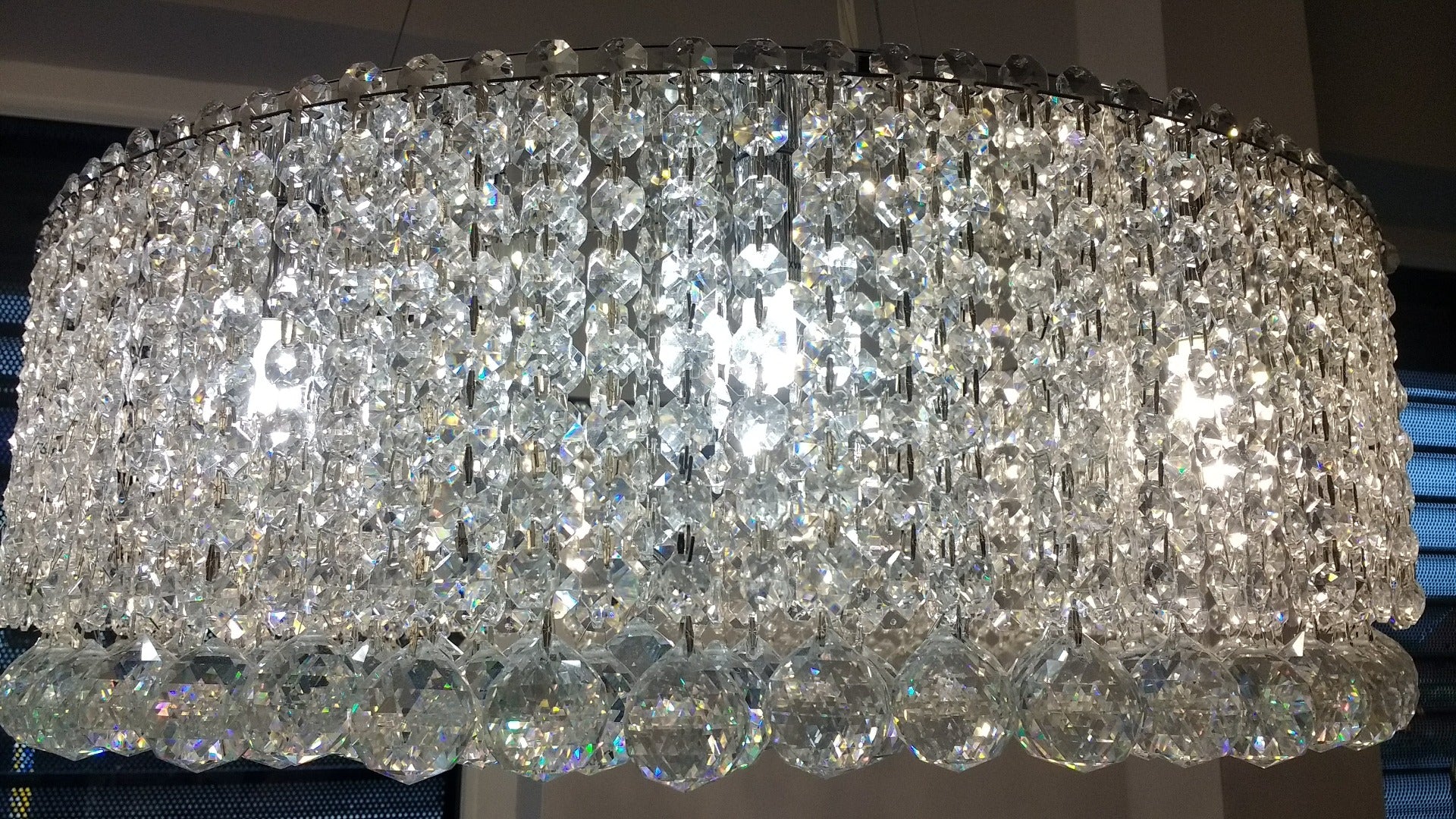 Diyas Empire 9 Light Pendant Light in Polished Chrome with Crystal