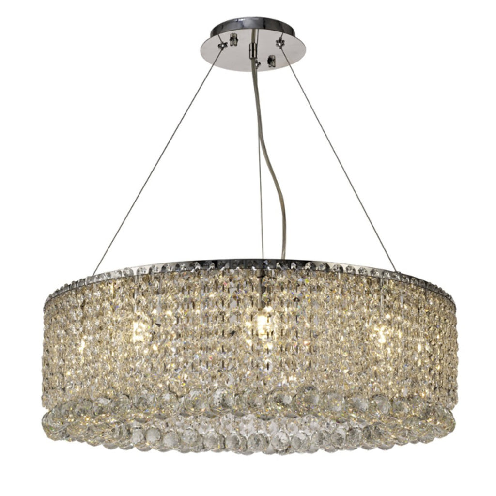 Diyas Empire 9 Light Pendant Light in Polished Chrome with Crystal