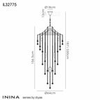 Diyas Inina 9 Light Tall Pendant Light in French Gold with Crystal