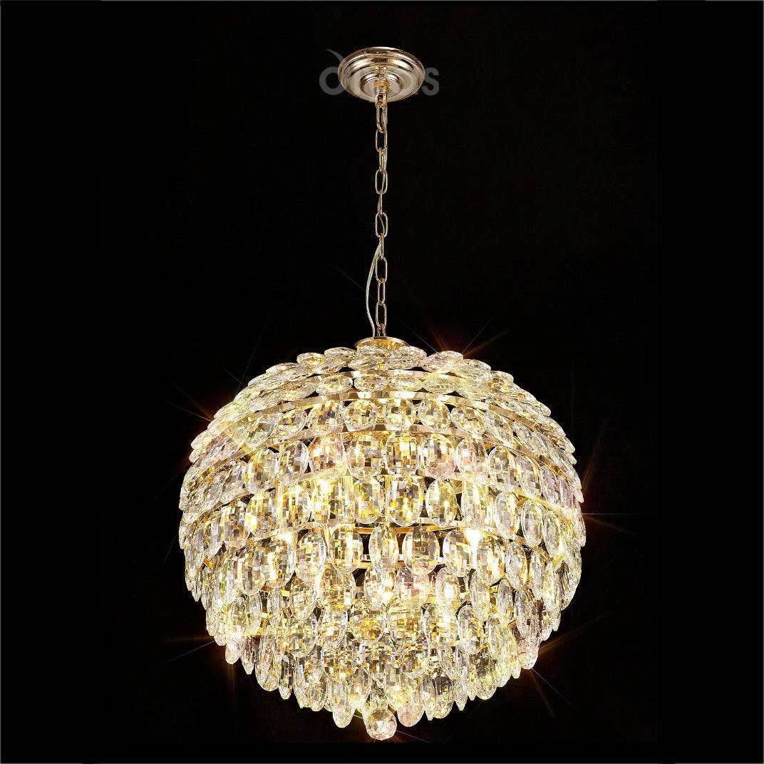 Diyas Coniston 9 Light Large Pendant Light in Gold with Crystal