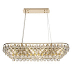Diyas Coniston 8 Light Linear Bar Pendant Light in French Gold with Crystal