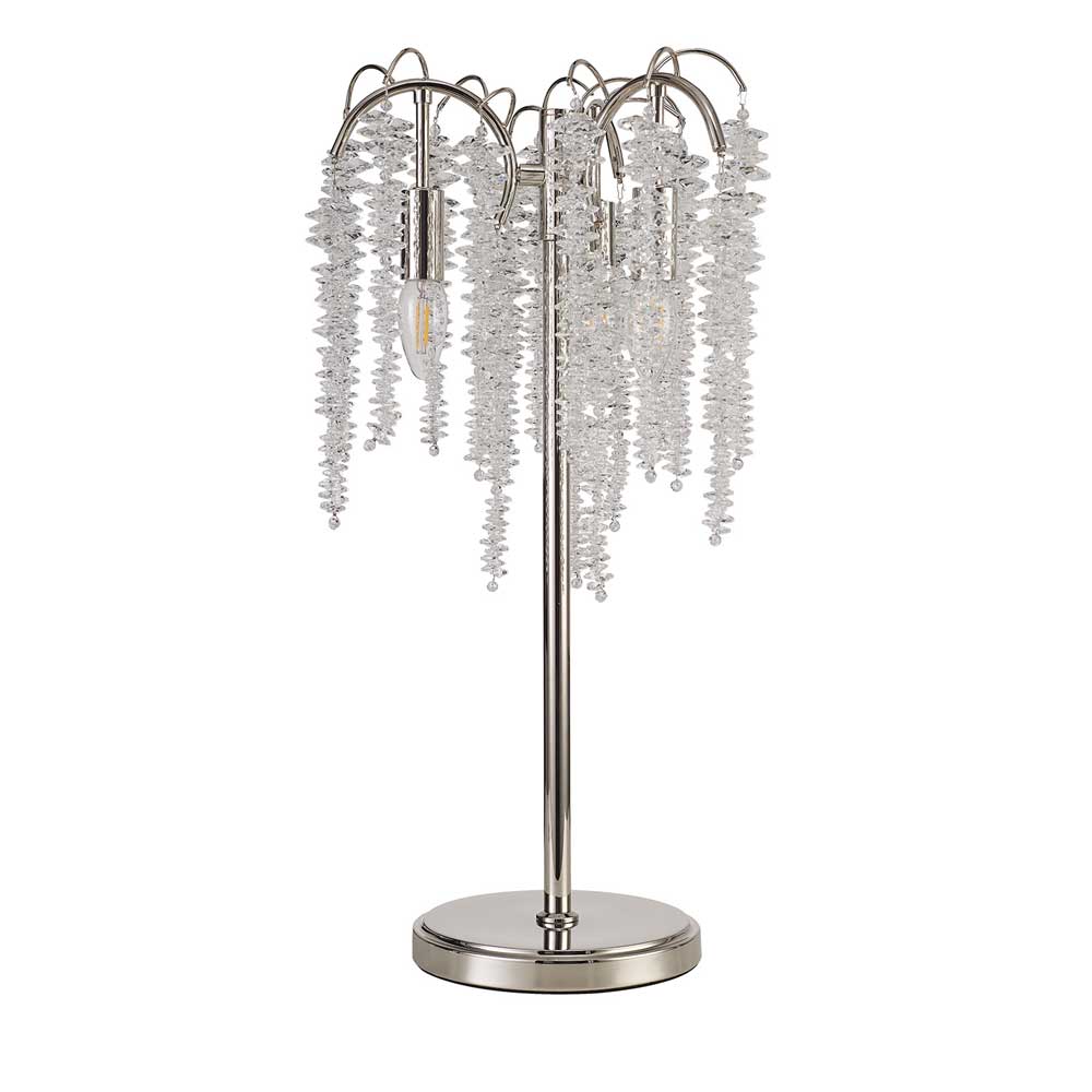 Diyas Wisteria 3 Light Table Lamp in Polished Nickel