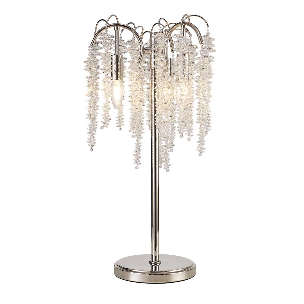 Diyas Wisteria 3 Light Table Lamp in Polished Nickel