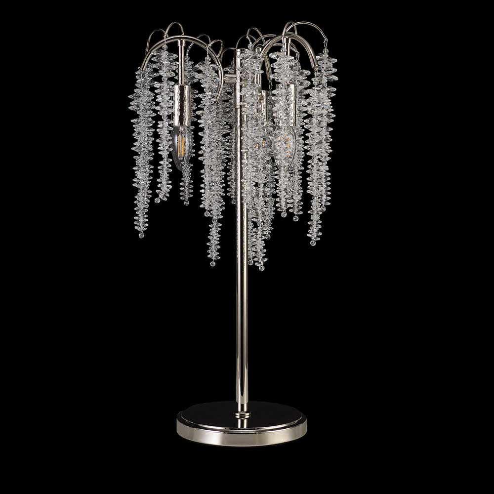 Diyas Wisteria 3 Light Table Lamp in Polished Nickel