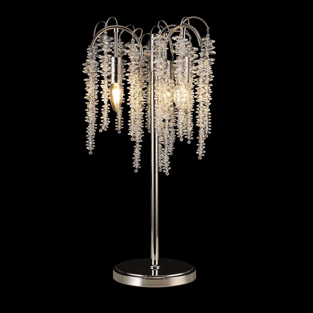 Diyas Wisteria 3 Light Table Lamp in Polished Nickel