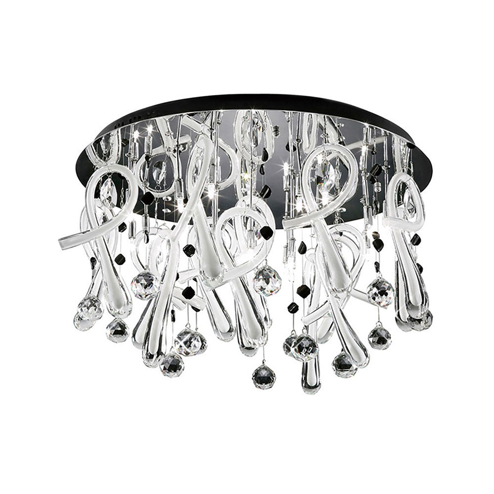 Diyas Class 20 Light Round Flush Ceiling Light in Polished Chrome with Crystal