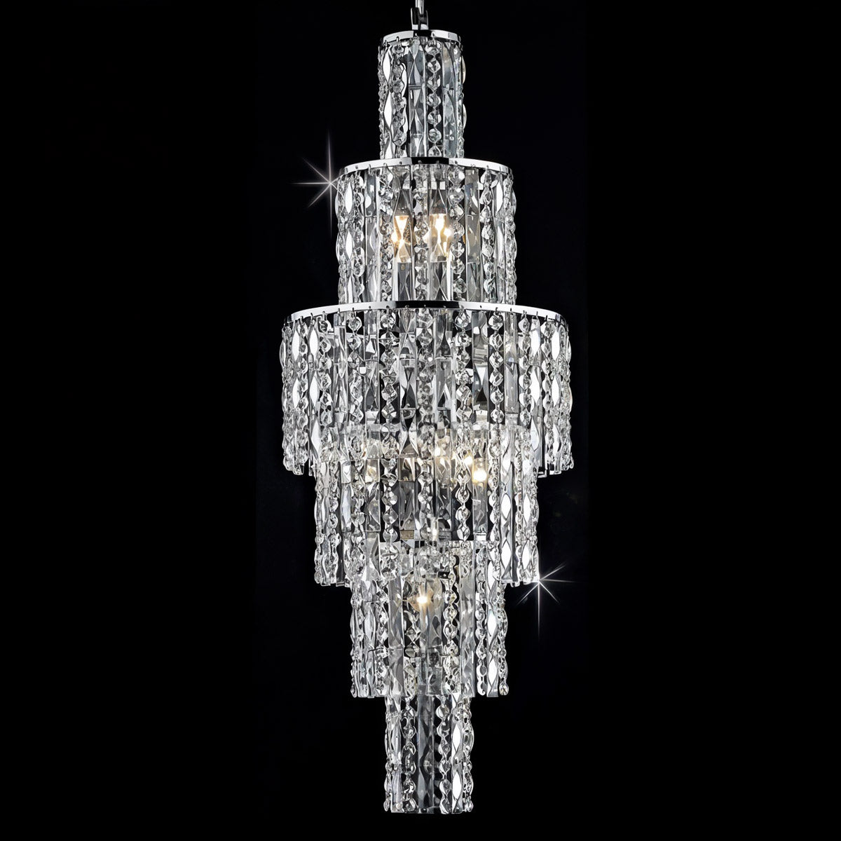 Impex New York 6 Light Crystal Chandelier in Polished Chrome