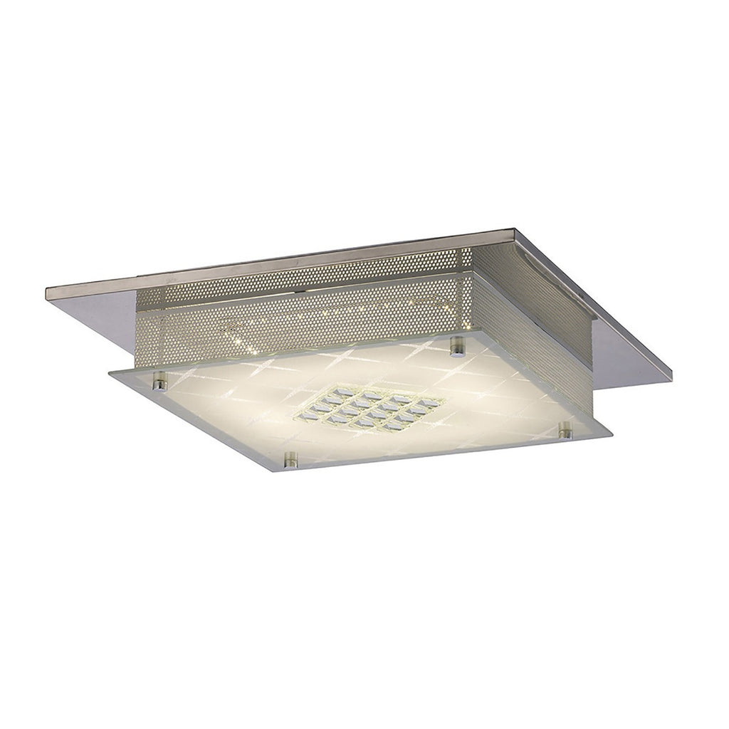 Diyas Ines Flush Ceiling Light in Polished Chrome with Crystal