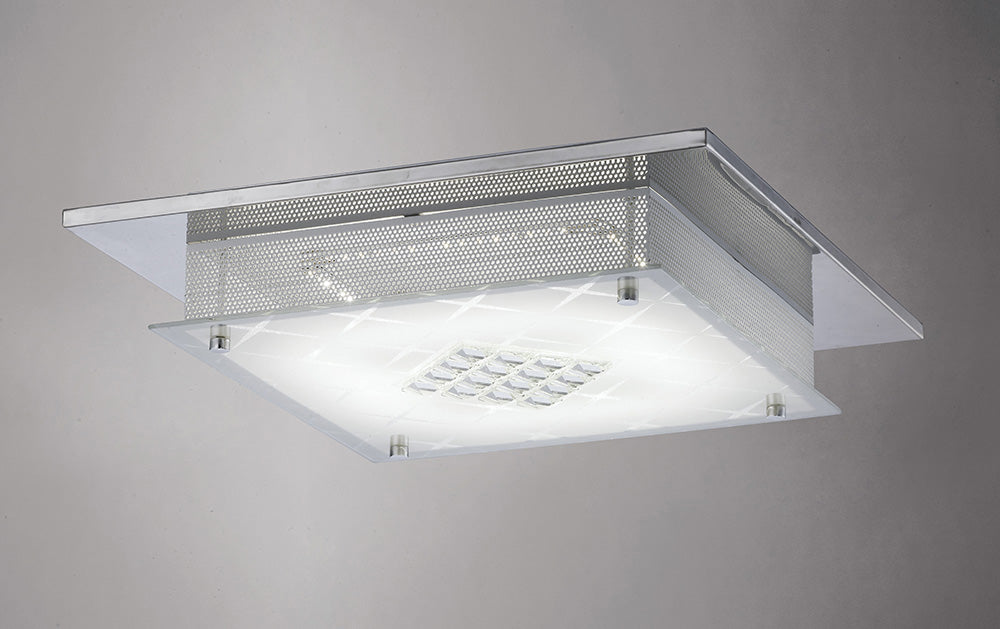 Diyas Ines Flush Ceiling Light in Polished Chrome with Crystal