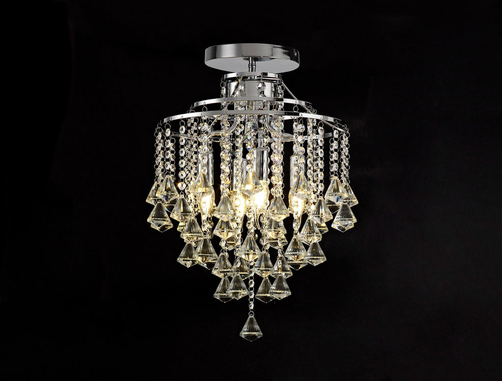 Diyas Inina 4 Light Ceiling Light in Polished Chrome with Crystal