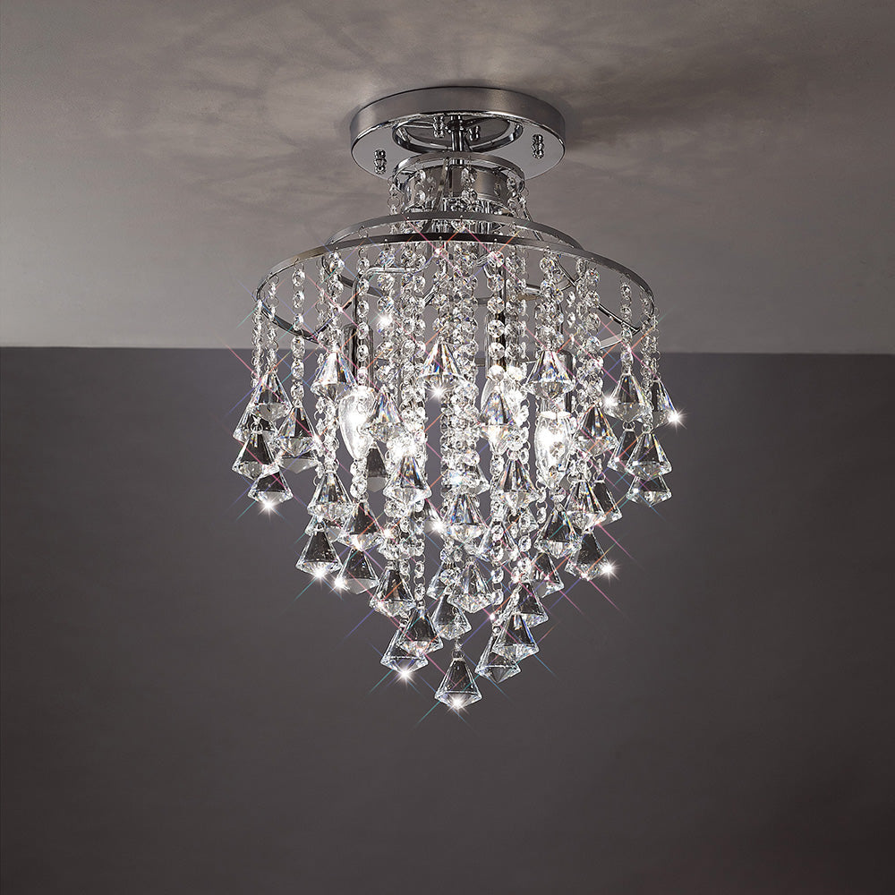 Diyas Inina 4 Light Ceiling Light in Polished Chrome with Crystal