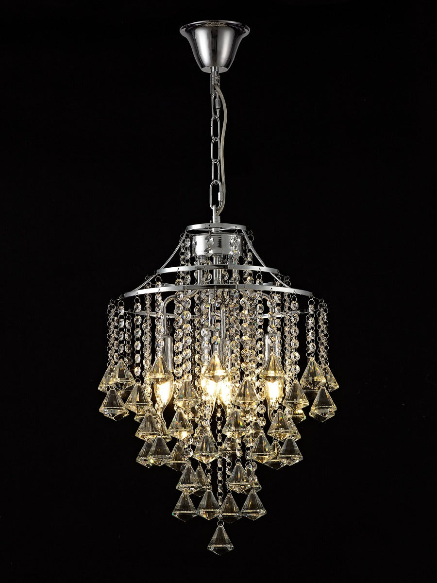 Diyas Inina 4 Light Pendant Light in Polished Chrome with Crystal