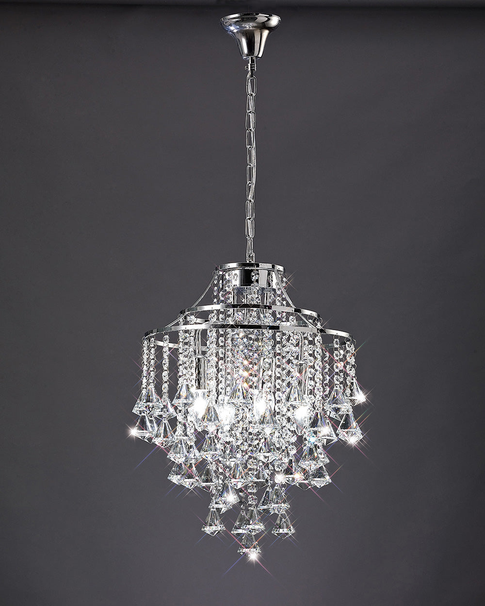Diyas Inina 4 Light Pendant Light in Polished Chrome with Crystal