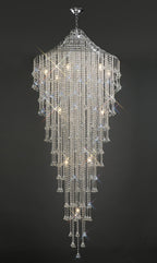 Diyas Inina 15 Light Tall Pendant Light in Polished Chrome with Crystal