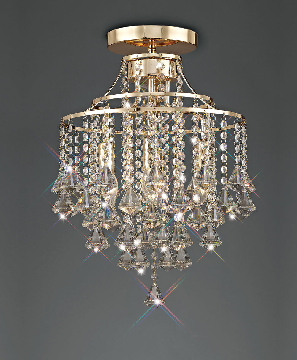 Diyas Inina 4 Light Ceiling Light in French Gold with Crystal