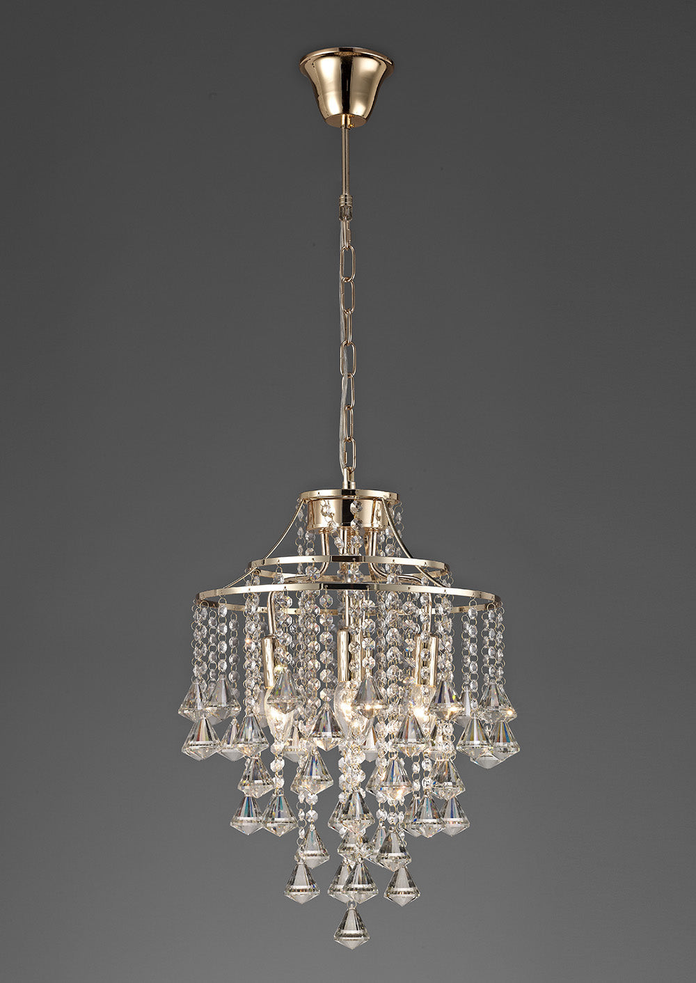 Diyas Inina 4 Light Pendant Light in French Gold with Crystal