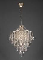 Diyas Inina 7 Light Pendant Light in French Gold with Crystal