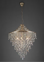 Diyas Inina 9 Light Pendant Light in French Gold with Crystal